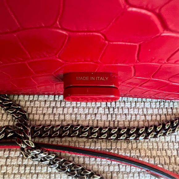 Christian Louboutin Calfskin Alligator Embossed Elisa Baguette in Red - Picture 11 of 12